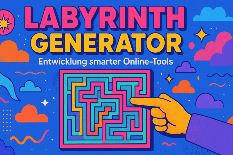 Mit KI-Hilfe erstellte Grafik zum Artikel über die Entwicklung von Online-Tools am Beispiel des Labyrinth Generator