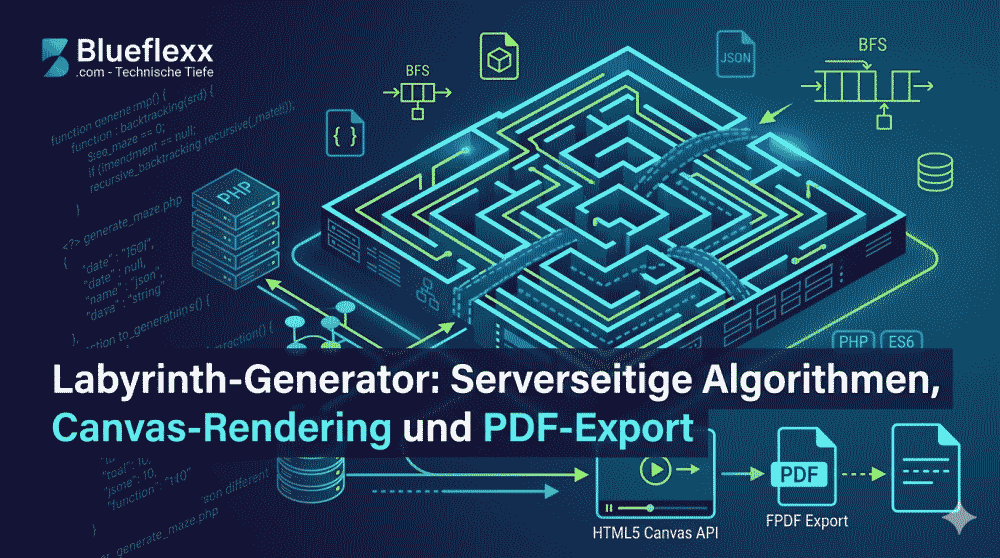 Mit Gemini-Hilfe erstellte Grafik zum Artikel über die Labyrinth-Generator-Technik